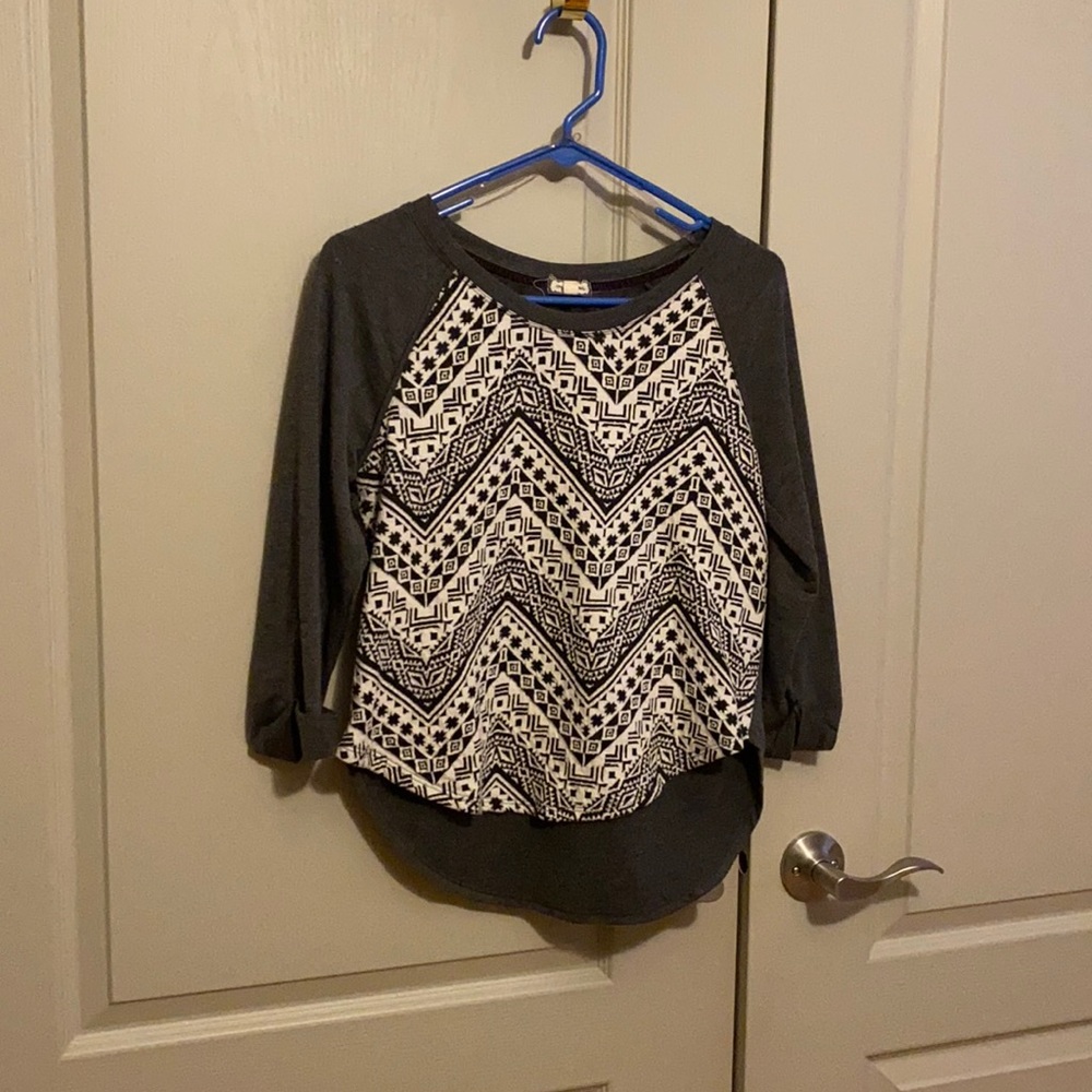 Grey Aztec Top